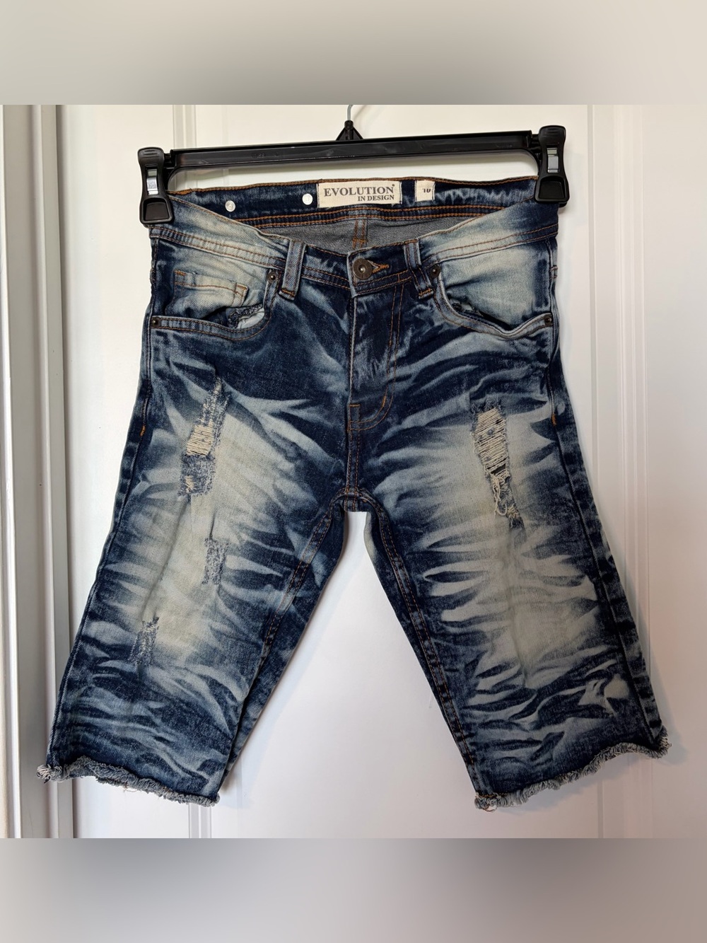 Evolution In Design Boys' Distressed Blue Denim Shorts
Size 10